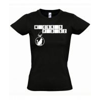 Macskás fadísz fekete női póló