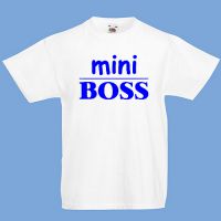 mini BOSS póló kék felirattal