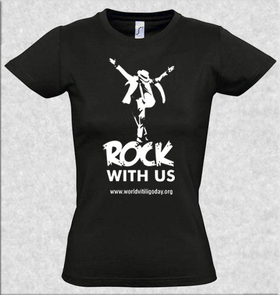 Rock With Us Vitiligo fekete női póló