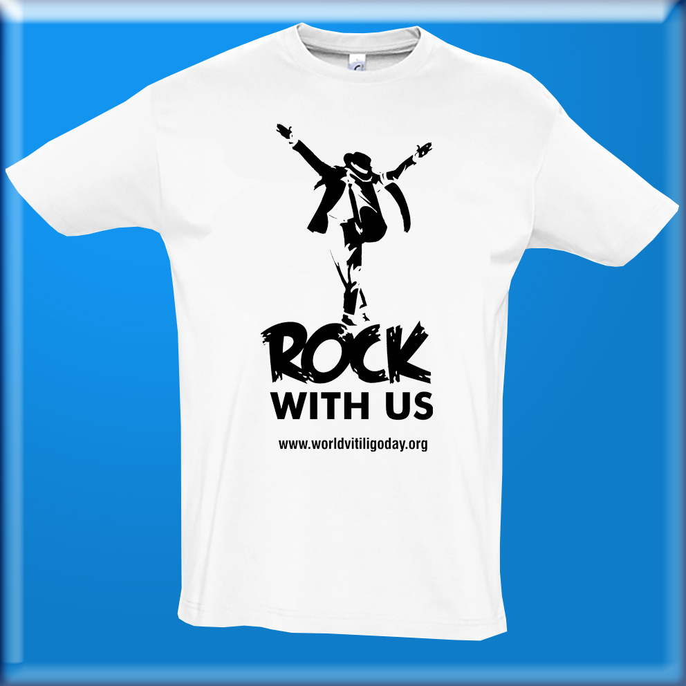Rock With Us Vitiligo fehér férfi póló